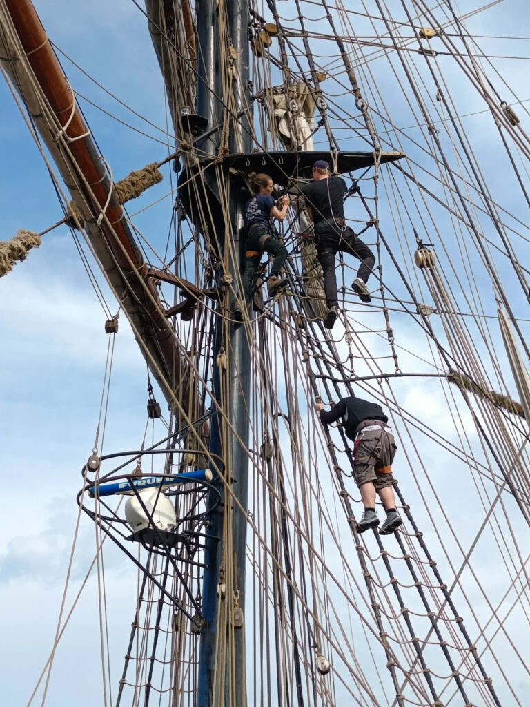 Traditional sailing vessel departing Flensburg during a Weekend Sailing voyage